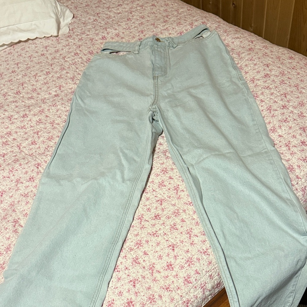 Light Blue Jeans with Eyelets on top